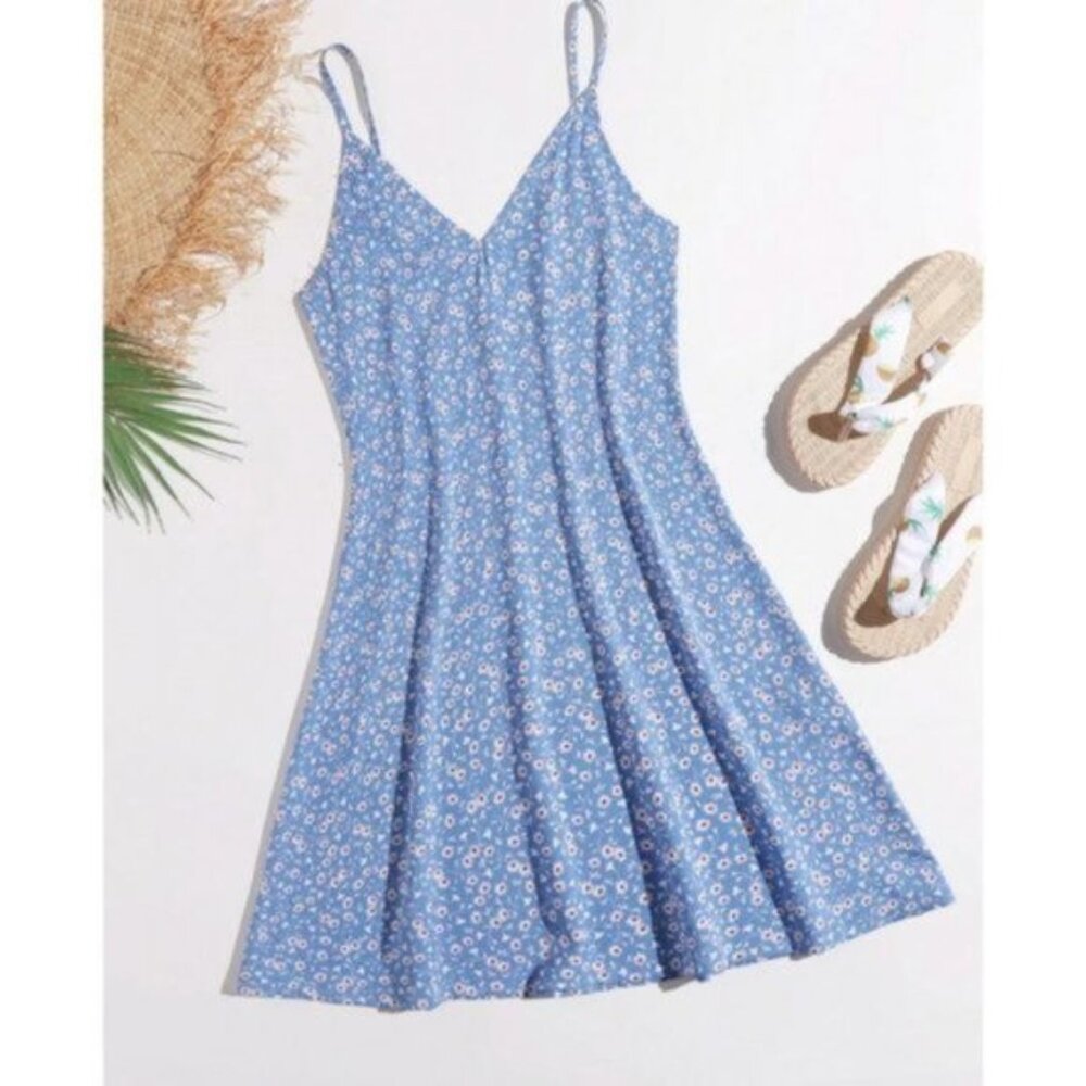 Blue  Floral Cami Dress